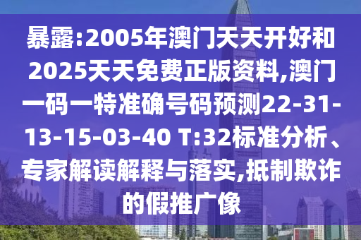 暴露:2005年澳門天天開好和2025天天免費正版資料,澳門一碼一特準(zhǔn)確號碼預(yù)測22-31-13-15-03-40 T:32標(biāo)準(zhǔn)分析、專家解讀解釋與落實,抵制欺詐的假推廣像