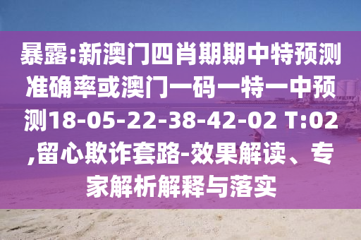 暴露:新澳門四肖期期中特預測準確率或澳門一碼一特一中預測18-05-22-38-42-02 T:02,留心欺詐套路-效果解讀、專家解析解釋與落實