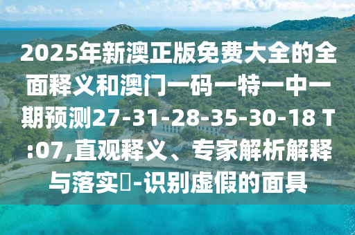2025年新澳正版免費大全的全面釋義和澳門一碼一特一中一期預測27-31-28-35-30-18 T:07,直觀釋義、專家解析解釋與落實?-識別虛假的面具