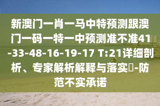新澳門一肖一馬中特預(yù)測跟澳門一碼一特一中預(yù)測準不準41-33-48-16-19-17 T:21詳細剖析、專家解析解釋與落實?-防范不實承諾
