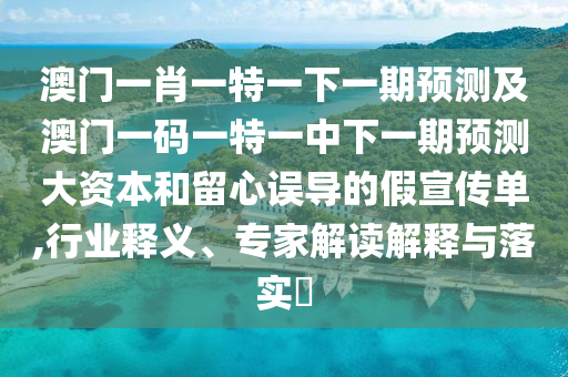 澳門一肖一特一下一期預測及澳門一碼一特一中下一期預測大資本和留心誤導的假宣傳單,行業(yè)釋義、專家解讀解釋與落實?
