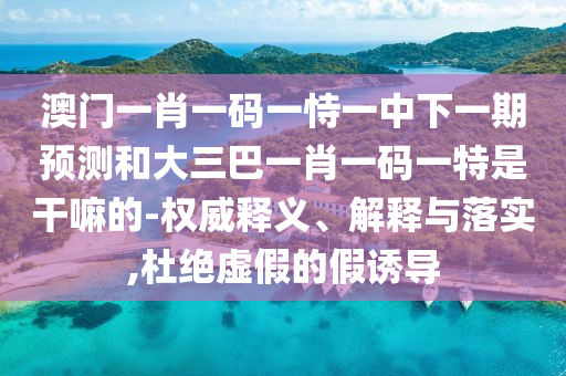 澳門一肖一碼一恃一中下一期預(yù)測和大三巴一肖一碼一特是干嘛的-權(quán)威釋義、解釋與落實,杜絕虛假的假誘導(dǎo)