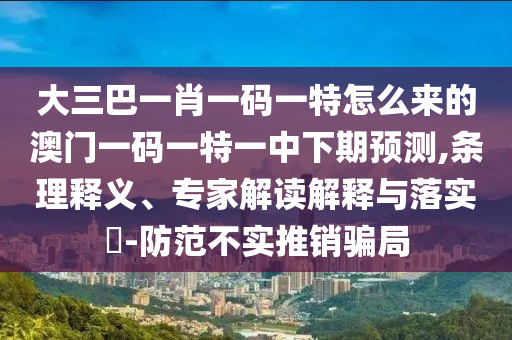 大三巴一肖一碼一特怎么來的澳門一碼一特一中下期預(yù)測,條理釋義、專家解讀解釋與落實(shí)?-防范不實(shí)推銷騙局