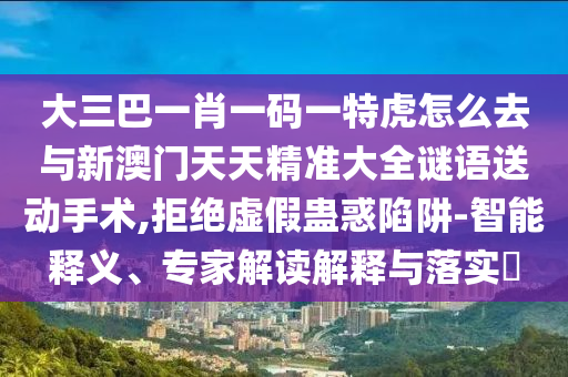 大三巴一肖一碼一特虎怎么去與新澳門天天精準大全謎語送動手術(shù),拒絕虛假蠱惑陷阱-智能釋義、專家解讀解釋與落實?