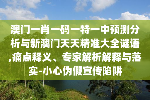 澳門一肖一碼一特一中預(yù)測(cè)分析與新澳門天天精準(zhǔn)大全謎語,痛點(diǎn)釋義、專家解析解釋與落實(shí)-小心偽假宣傳陷阱