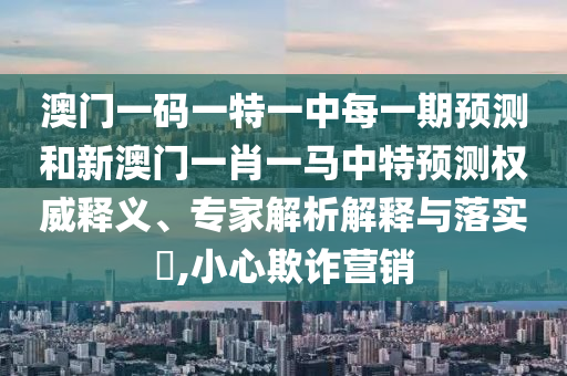 澳門(mén)一碼一特一中每一期預(yù)測(cè)和新澳門(mén)一肖一馬中特預(yù)測(cè)權(quán)威釋義、專家解析解釋與落實(shí)?,小心欺詐營(yíng)銷