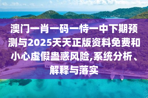 澳門一肖一碼一恃一中下期預(yù)測與2025天天正版資料免費和小心虛假蠱惑風(fēng)險,系統(tǒng)分析、解釋與落實