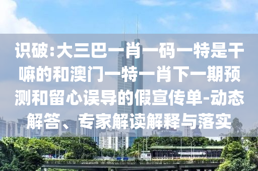 識(shí)破:大三巴一肖一碼一特是干嘛的和澳門(mén)一特一肖下一期預(yù)測(cè)和留心誤導(dǎo)的假宣傳單-動(dòng)態(tài)解答、專家解讀解釋與落實(shí)