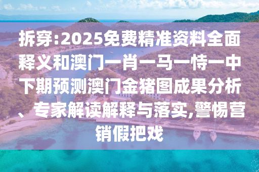 拆穿:2025免費精準(zhǔn)資料全面釋義和澳門一肖一馬一恃一中下期預(yù)測澳門金豬圖成果分析、專家解讀解釋與落實,警惕營銷假把戲