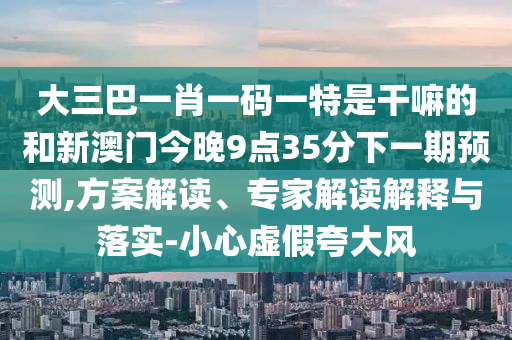 大三巴一肖一碼一特是干嘛的和新澳門今晚9點(diǎn)35分下一期預(yù)測,方案解讀、專家解讀解釋與落實(shí)-小心虛假夸大風(fēng)