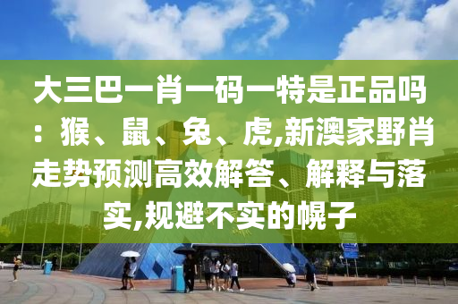 大三巴一肖一碼一特是正品嗎：猴、鼠、兔、虎,新澳家野肖走勢(shì)預(yù)測(cè)高效解答、解釋與落實(shí),規(guī)避不實(shí)的幌子