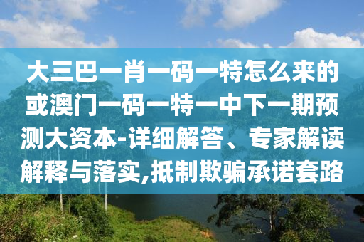 大三巴一肖一碼一特怎么來的或澳門一碼一特一中下一期預(yù)測大資本-詳細(xì)解答、專家解讀解釋與落實(shí),抵制欺騙承諾套路