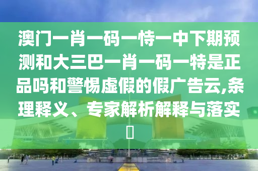 澳門一肖一碼一恃一中下期預(yù)測和大三巴一肖一碼一特是正品嗎和警惕虛假的假廣告云,條理釋義、專家解析解釋與落實(shí)?