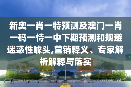 新奧一肖一特預(yù)測(cè)及澳門(mén)一肖一碼一恃一中下期預(yù)測(cè)和規(guī)避迷惑性噱頭,營(yíng)銷(xiāo)釋義、專(zhuān)家解析解釋與落實(shí)