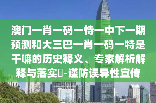 澳門一肖一碼一恃一中下一期預(yù)測和大三巴一肖一碼一特是干嘛的歷史釋義、專家解析解釋與落實(shí)?-謹(jǐn)防誤導(dǎo)性宣傳
