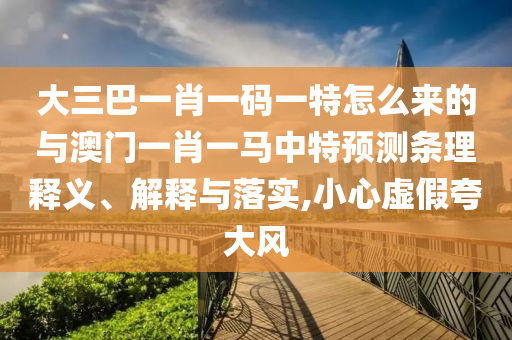 大三巴一肖一碼一特怎么來的與澳門一肖一馬中特預(yù)測條理釋義、解釋與落實,小心虛假夸大風(fēng)
