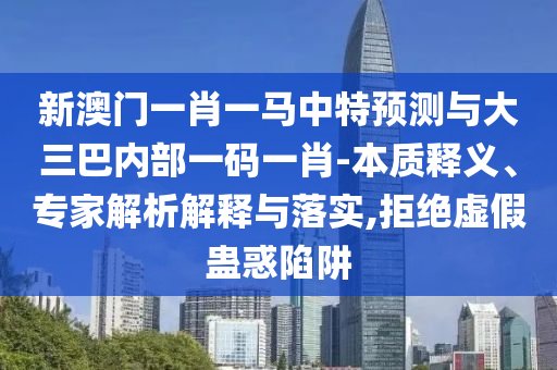新澳門一肖一馬中特預(yù)測與大三巴內(nèi)部一碼一肖-本質(zhì)釋義、專家解析解釋與落實,拒絕虛假蠱惑陷阱