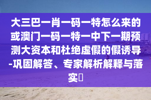 大三巴一肖一碼一特怎么來的或澳門一碼一特一中下一期預(yù)測大資本和杜絕虛假的假誘導(dǎo)-鞏固解答、專家解析解釋與落實(shí)?