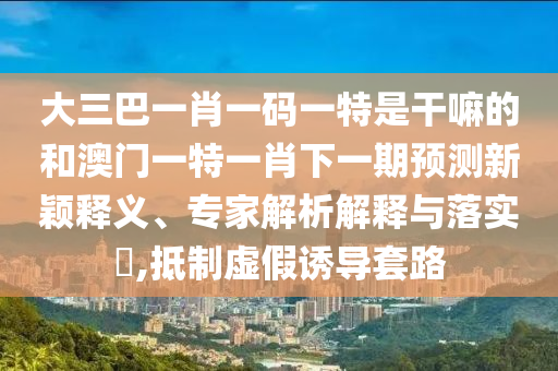 大三巴一肖一碼一特是干嘛的和澳門一特一肖下一期預(yù)測(cè)新穎釋義、專家解析解釋與落實(shí)?,抵制虛假誘導(dǎo)套路