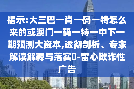 揭示:大三巴一肖一碼一特怎么來的或澳門一碼一特一中下一期預(yù)測大資本,透徹剖析、專家解讀解釋與落實(shí)?-留心欺詐性廣告