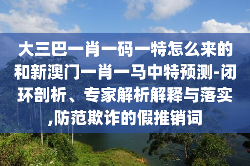 大三巴一肖一碼一特怎么來的和新澳門一肖一馬中特預(yù)測-閉環(huán)剖析、專家解析解釋與落實,防范欺詐的假推銷詞
