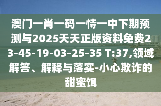 澳門(mén)一肖一碼一恃一中下期預(yù)測(cè)與2025天天正版資料免費(fèi)23-45-19-03-25-35 T:37,領(lǐng)域解答、解釋與落實(shí)-小心欺詐的甜蜜餌